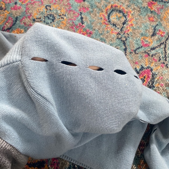 One of a kind baby blue sweater w cool cut outs! - Picture 3 of 3